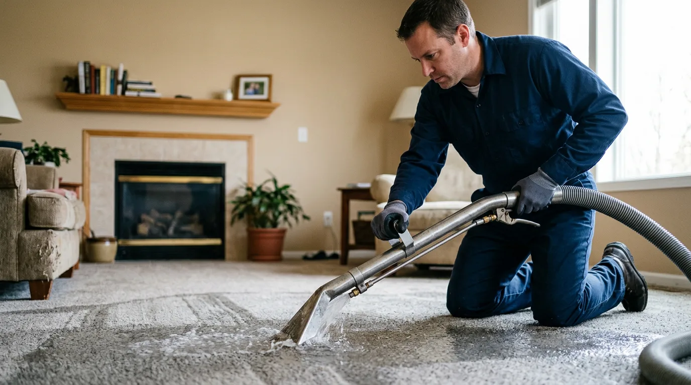 Water damage restoration technician working near Chesterton, IN